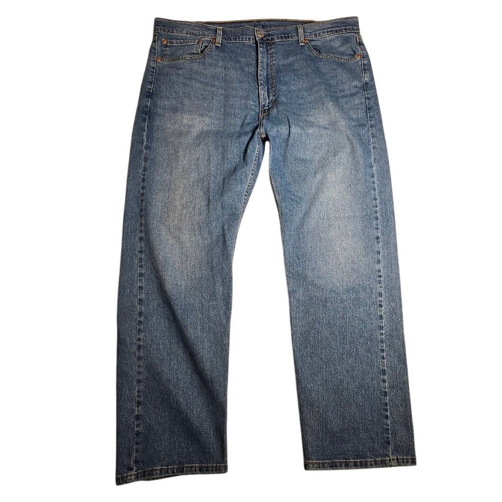Levis 505 Regular Fit Mens Jeans 42x30 Medium Wash Blue Straight Leg Faded  1101